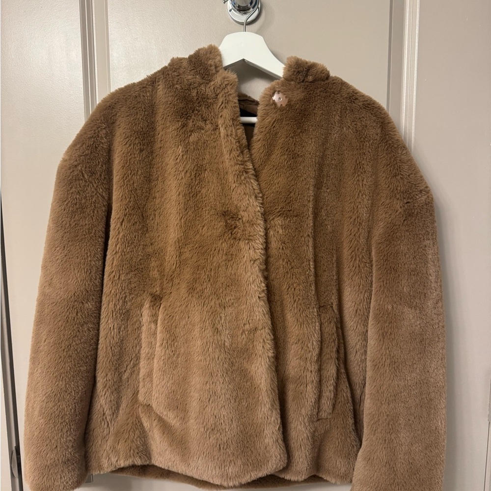 Zara Tan Faux Fur Jacket